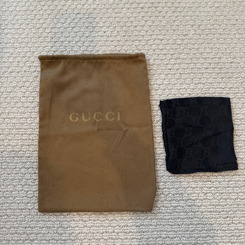 Gucci Brown Dust Bag and Black Pouch